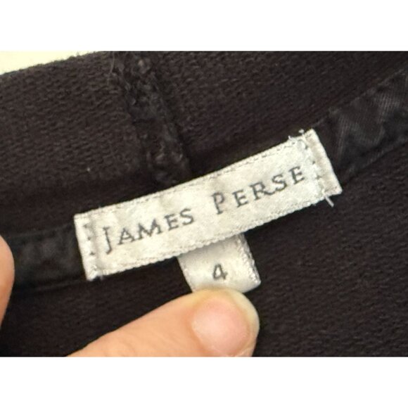James Perse Womens Black Zip-Up Hoodie Jacket With Pocket Size 4 Cotton Blend Ca - Picture 2 of 7